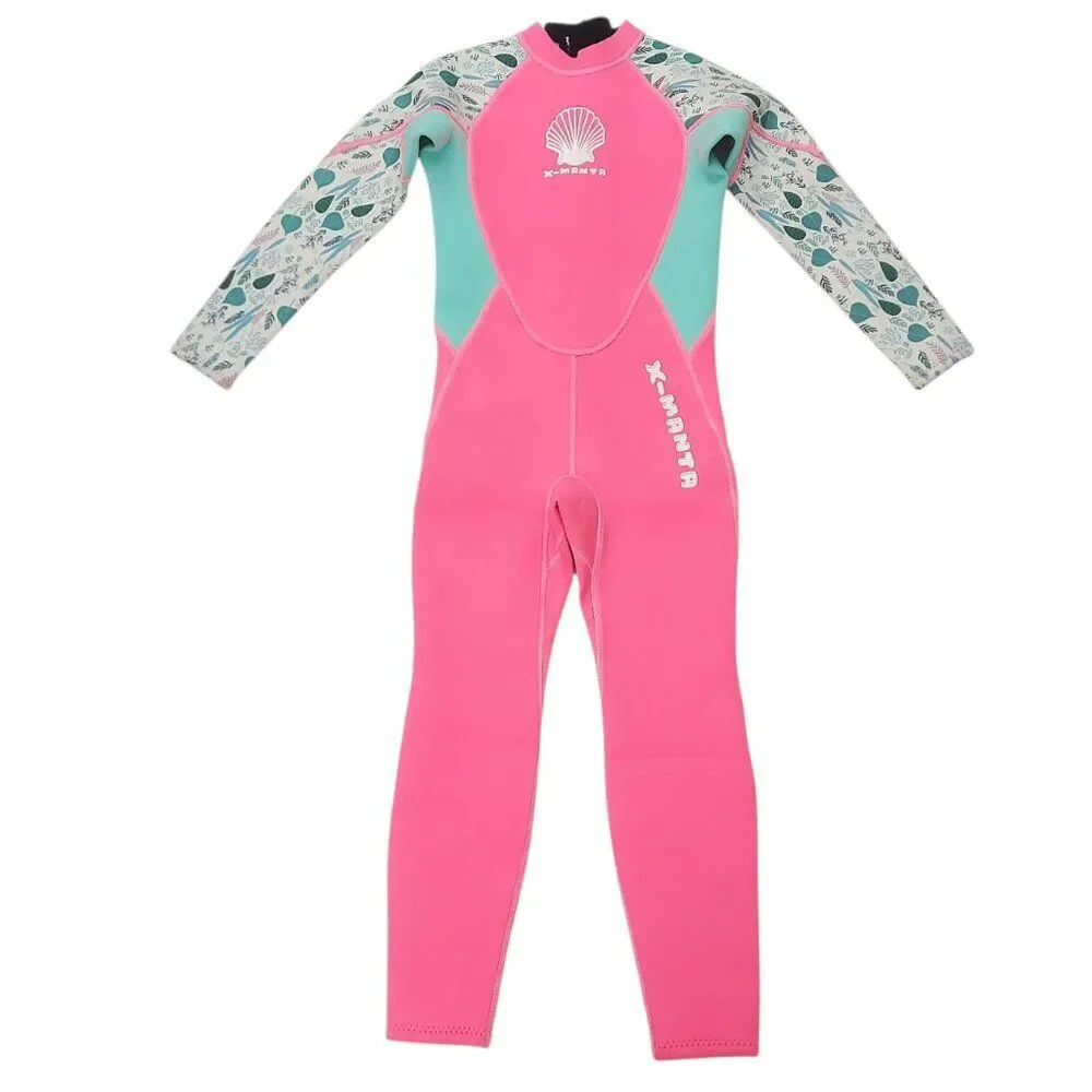 X Manta Wetsuit Girls XXL/8 Pink Neoprene Back Zip Full Surfing Diving Swimming